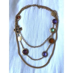 Coach- Oversized Layered Gold Chains with Gems